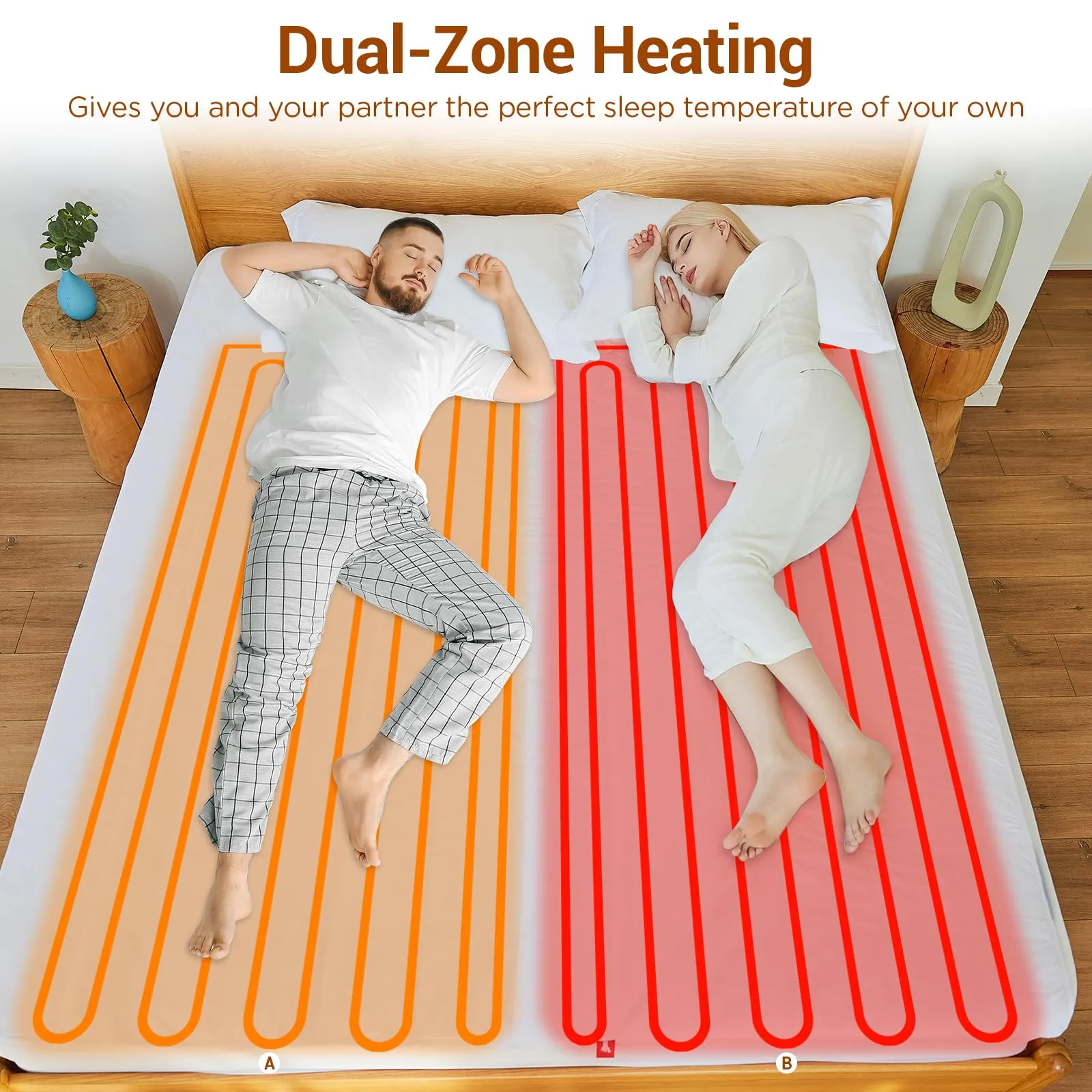 Comfytemp Heated Mattress Pad Queen —Dual Zone Control & Preheat Function & Smart Downshift, 60"x80" Bed Warmer — 12 Hour Timers & Heat Settings, Electric Non-Slip Mattress Cover Pad with Deep Pocket