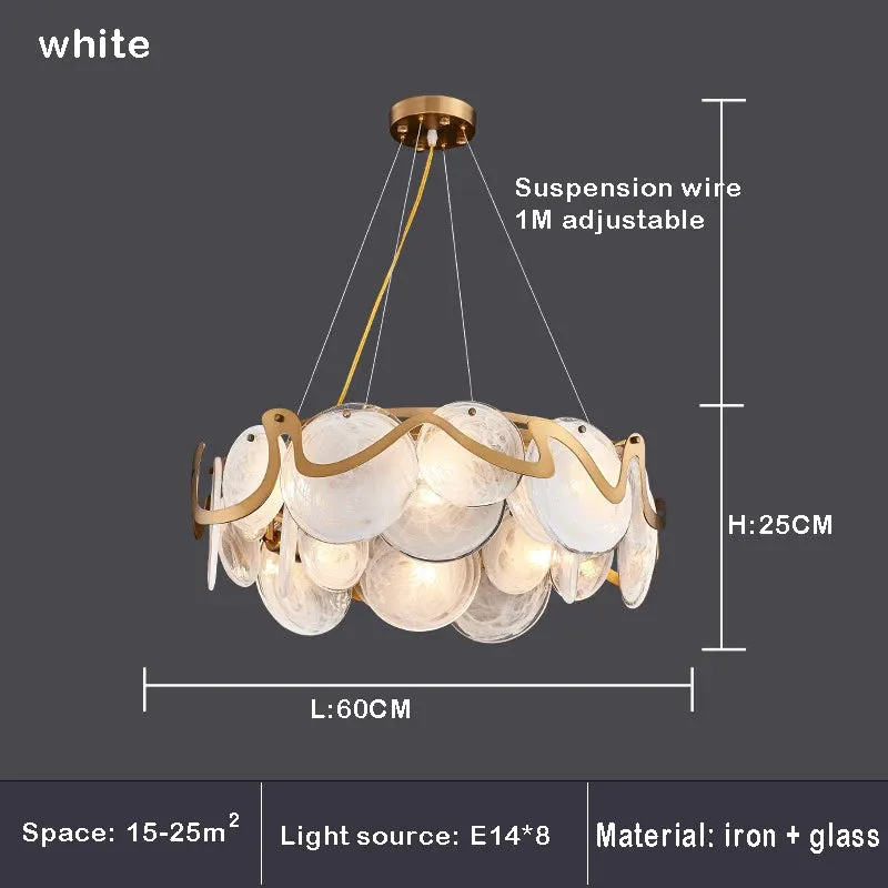 Creative Drum Gold Glass Living Room Chandelier