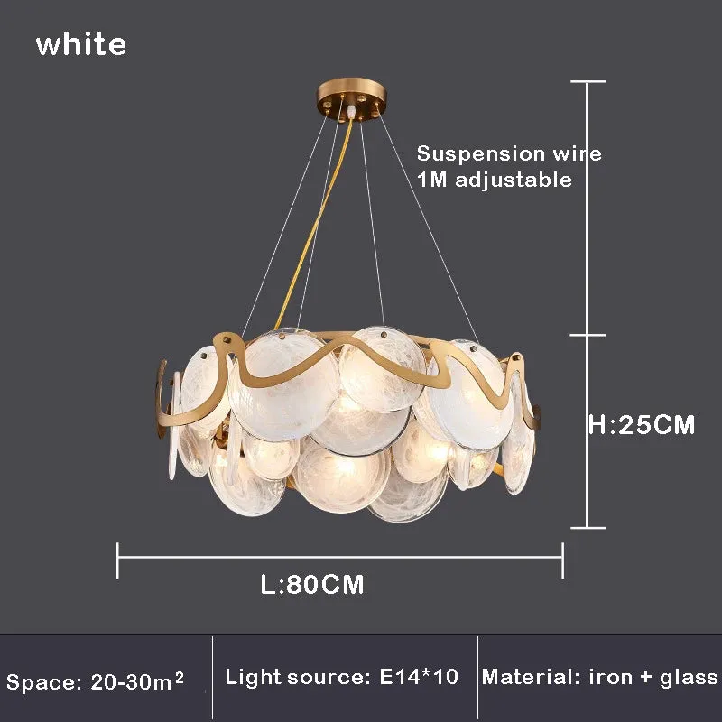 Creative Drum Gold Glass Living Room Chandelier