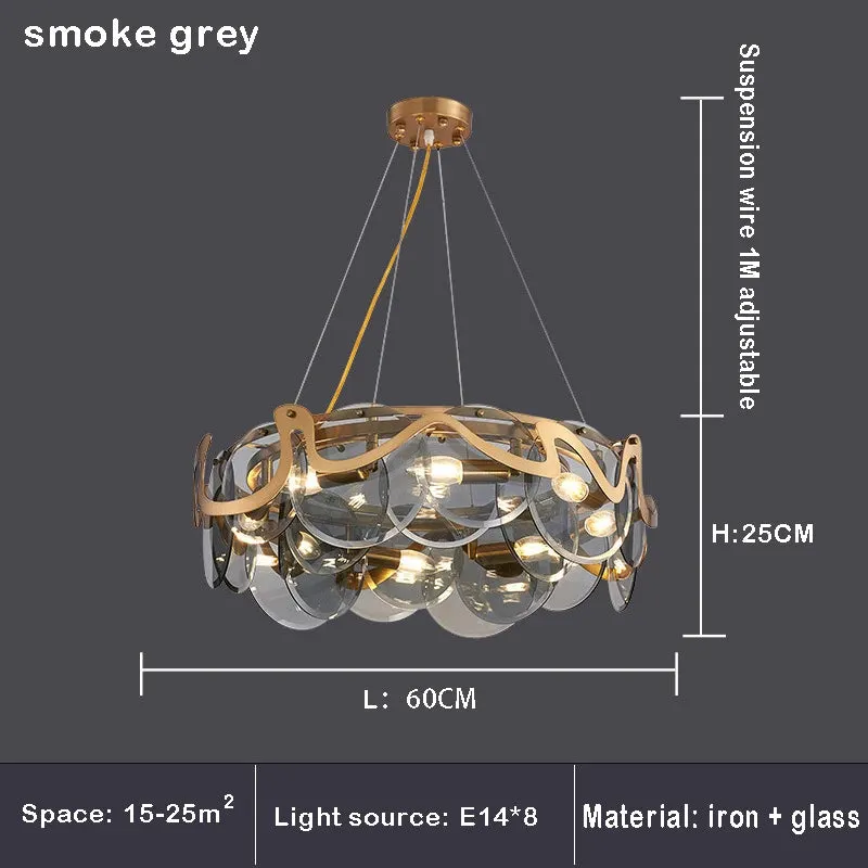 Creative Drum Gold Glass Living Room Chandelier