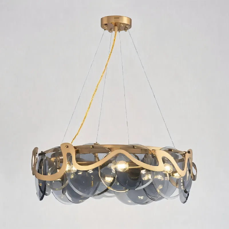 Creative Drum Gold Glass Living Room Chandelier