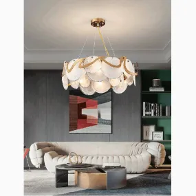 Creative Drum Gold Glass Living Room Chandelier