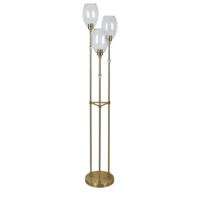 Crestview Collection CVAER1538 Whitlock Modern Triple Light Floor Lamp in Gold