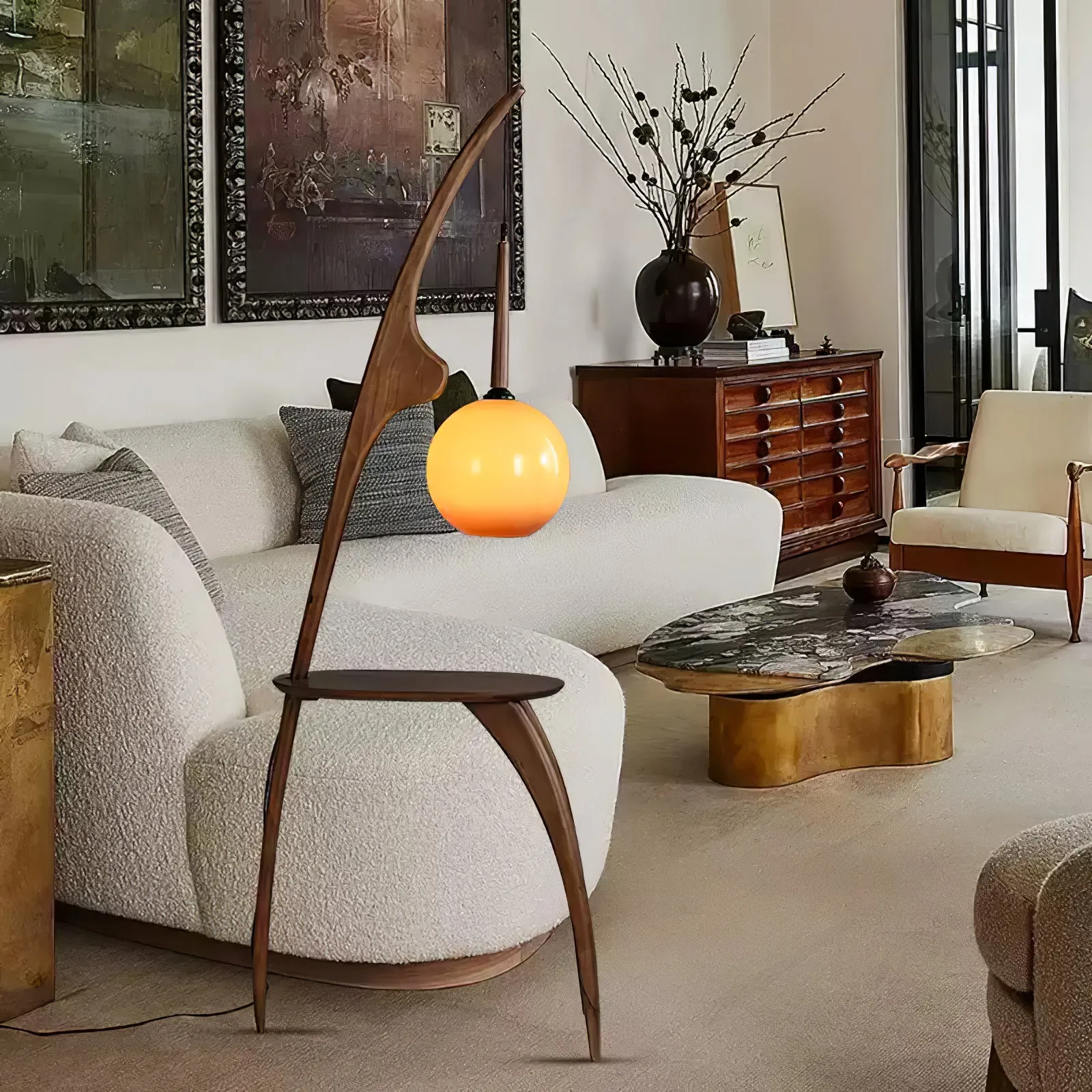 Curved Mantis Arm Floor Lamp