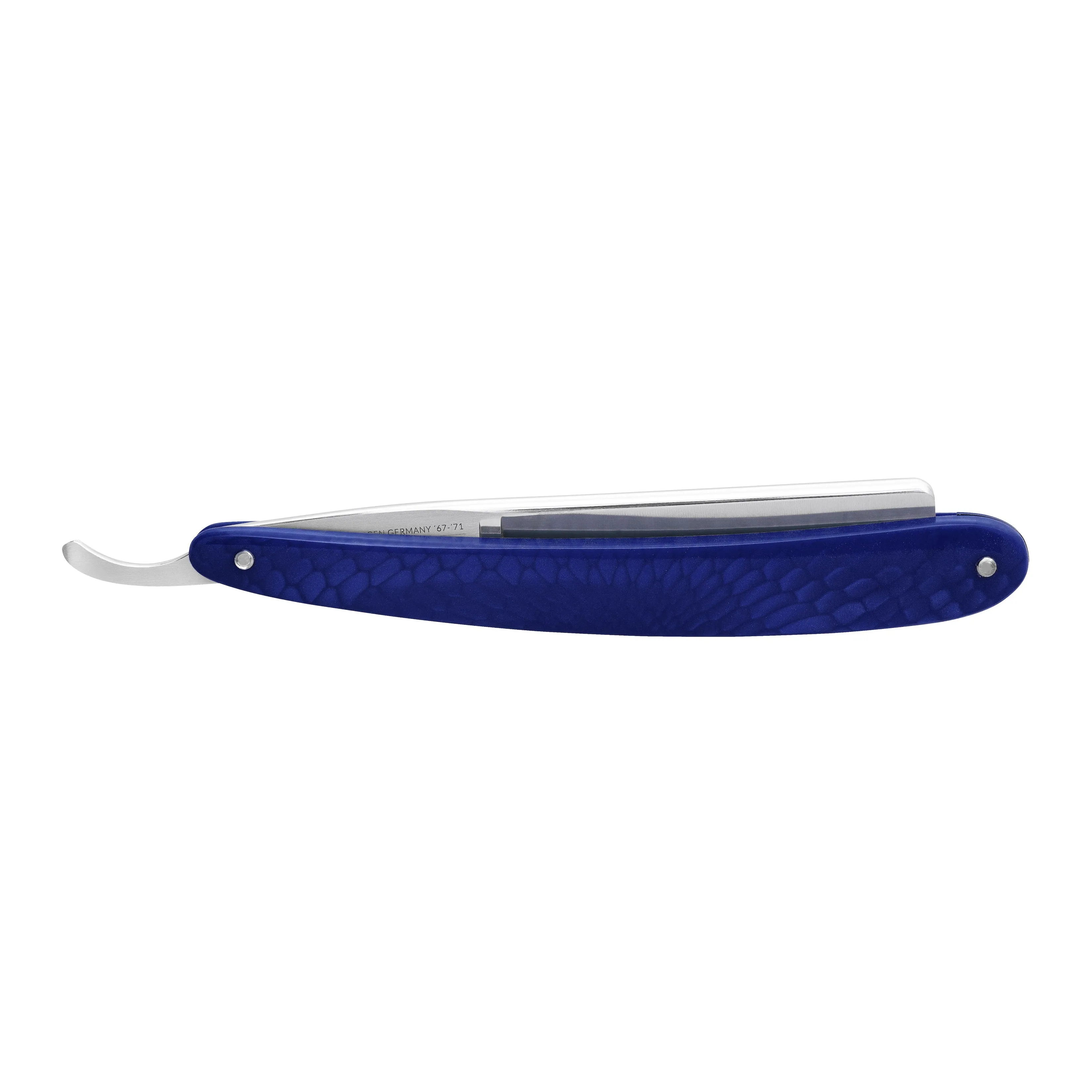 Dovo - Facharbeit Straight Razor, Acrylic Blue Handle, Square Point, 6/8"