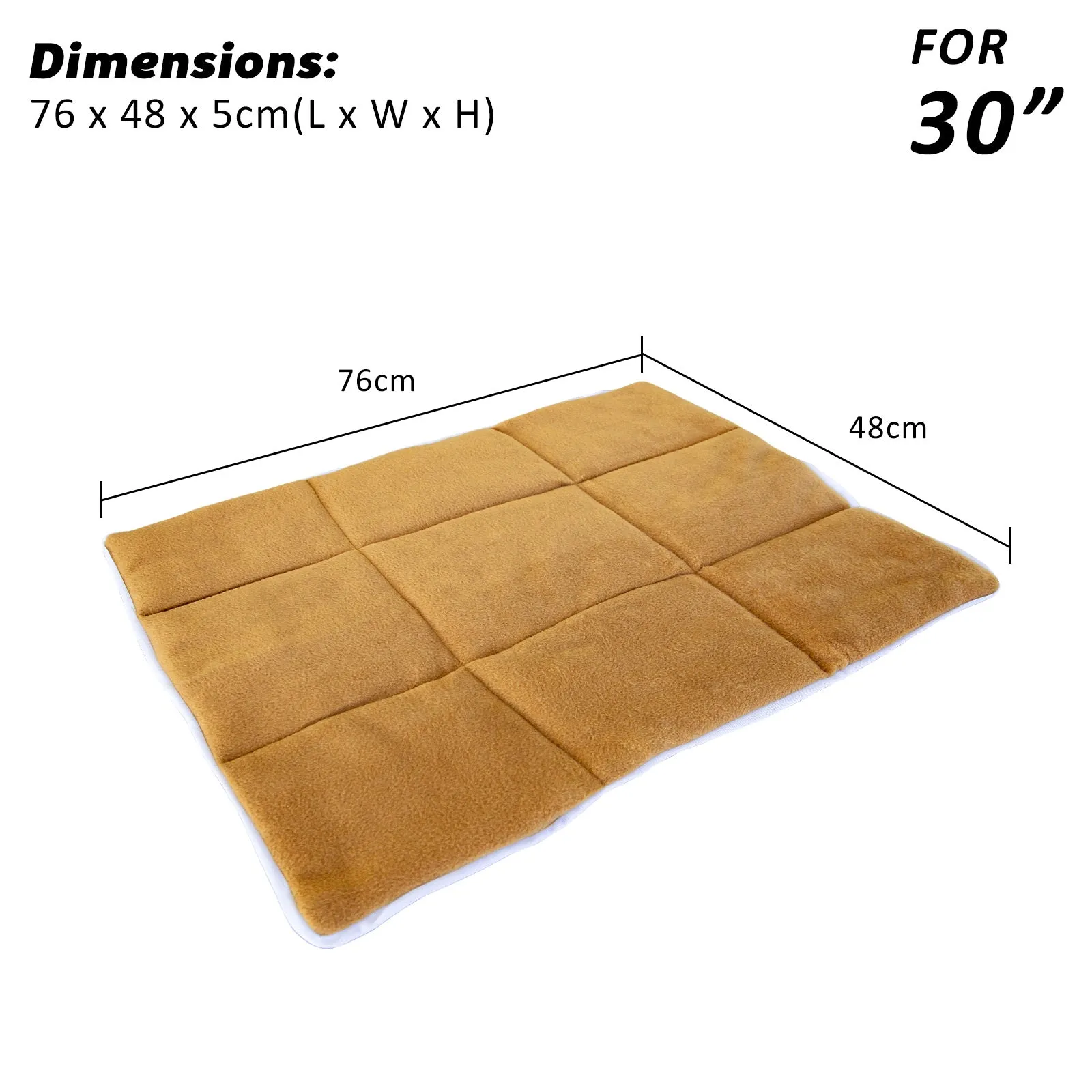 Durable Polar Fleece Pet Cushion Mat Pad 30in Beige