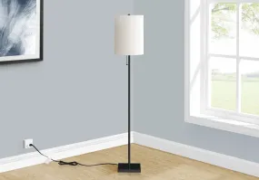 ElegancePro 62 inch Contemporary Black Metal Floor Lamp with Ivory Shade