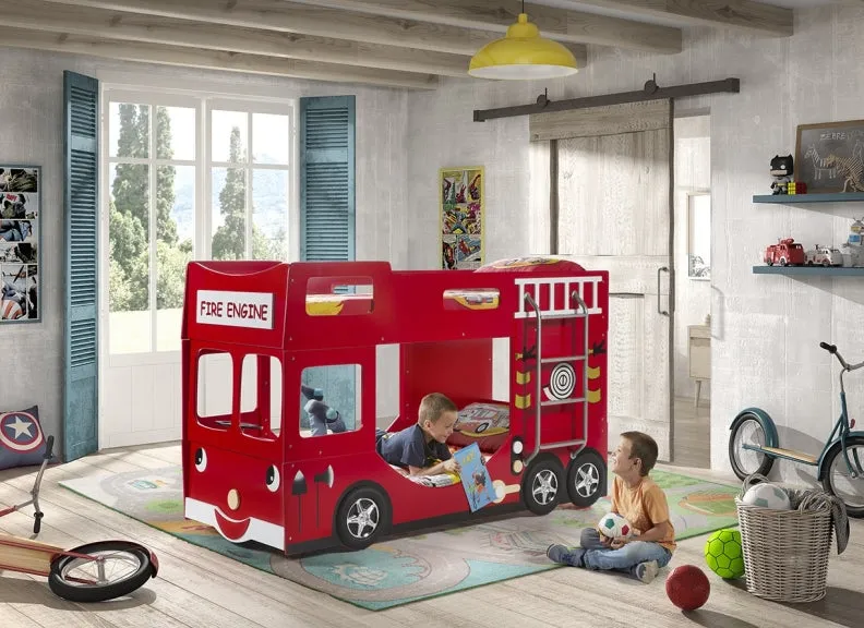 Fire Truck Bunk Bed W/Optional Duvet Cover