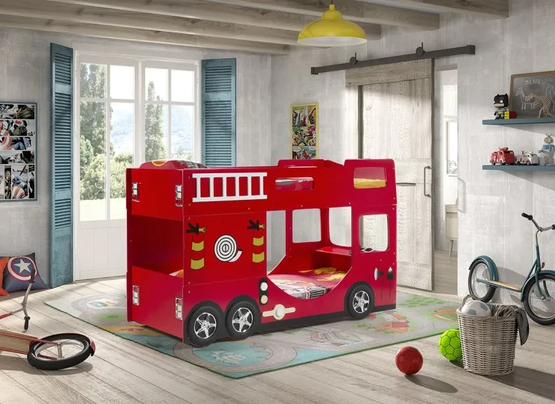 Fire Truck Bunk Bed W/Optional Duvet Cover