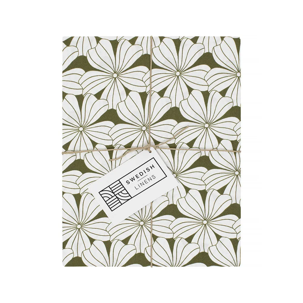 FLOWERS | Olive green | Pillowcase | 40x80cm / 15.7x31.5"