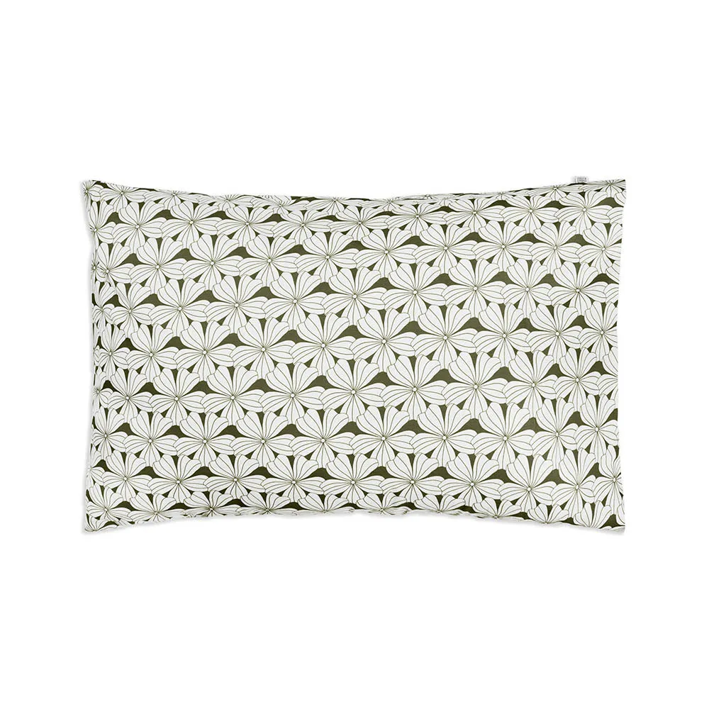 FLOWERS | Olive green | Pillowcase | 40x80cm / 15.7x31.5"