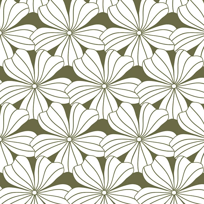 FLOWERS | Olive green | Pillowcase | 40x80cm / 15.7x31.5"