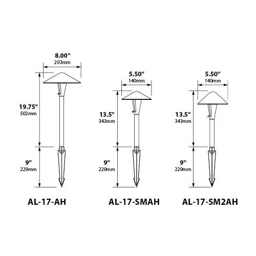 Focus Industries AL-17 3W China Hat 8" Path Light