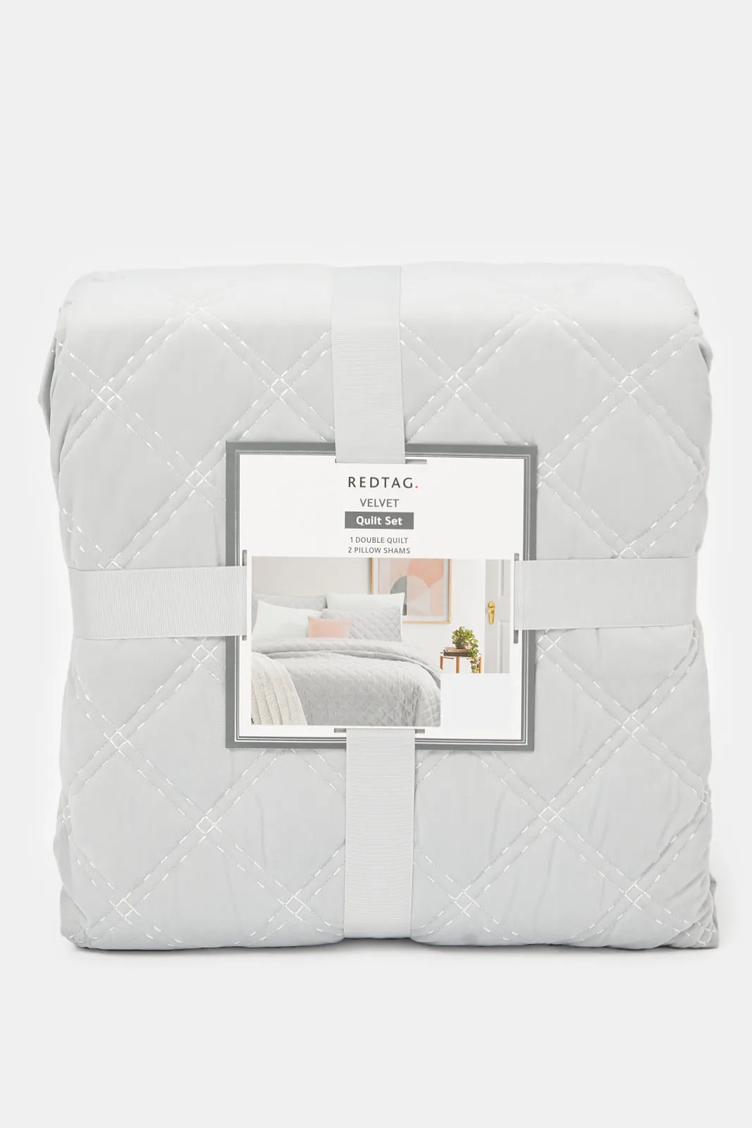 Grey Velvet 3-Piece Quilt (Double Size)