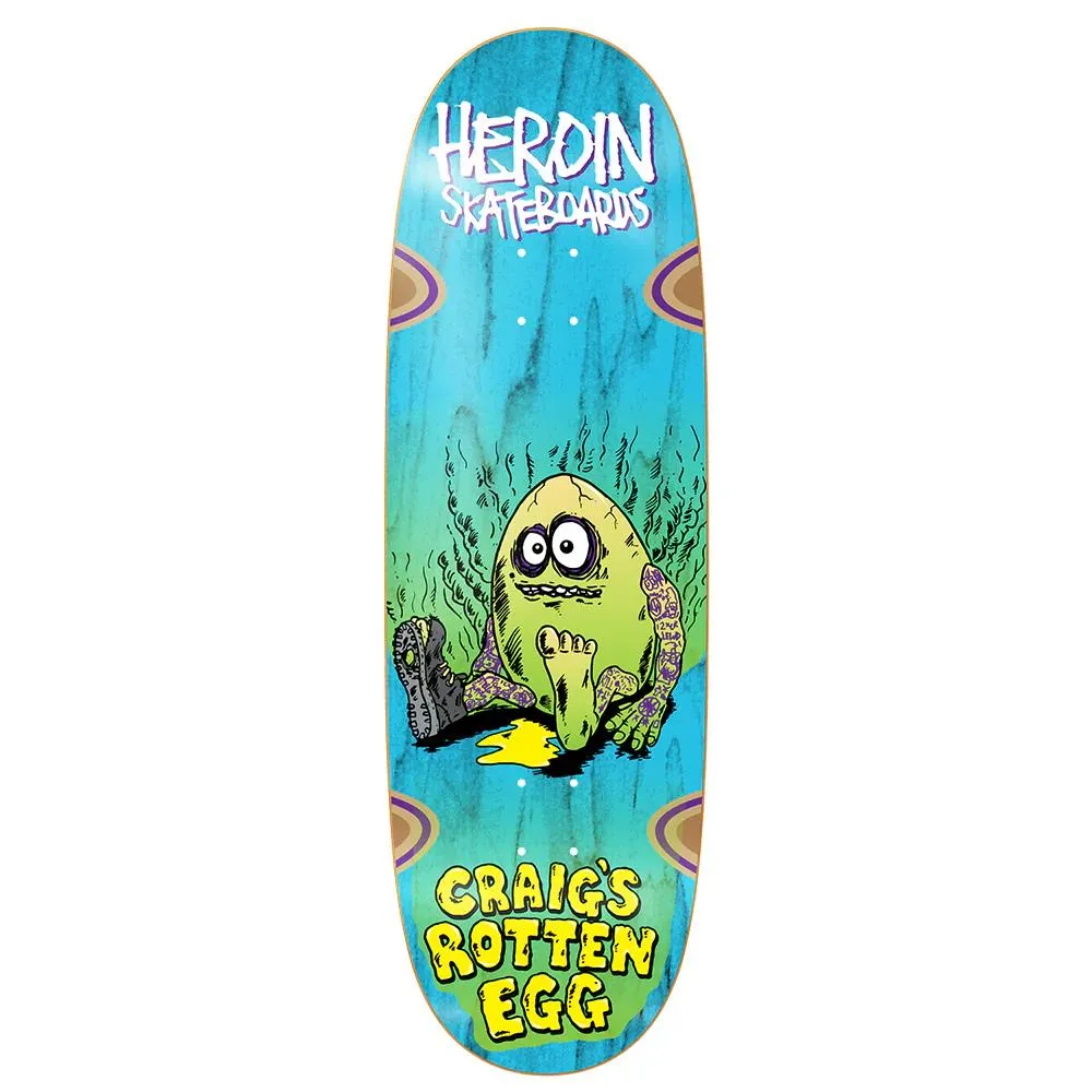 Heroin Skateboards Craig Questions Rotten Egg Skateboard Deck 10"