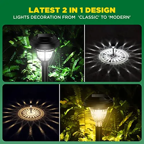 HNES Super Bright 2 in 1 Solar Lights Outdoor Waterproof, Up to 12H Dusk to Dawn Garden Lights Solar Powered Auto On/Off, 10 Pack LED Solar Pathway Lights Decorative for Yard, Landscape, Walkway