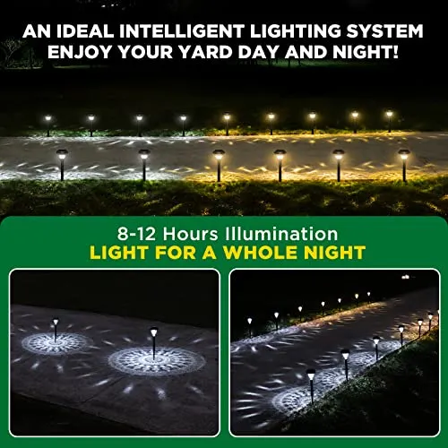 HNES Super Bright 2 in 1 Solar Lights Outdoor Waterproof, Up to 12H Dusk to Dawn Garden Lights Solar Powered Auto On/Off, 10 Pack LED Solar Pathway Lights Decorative for Yard, Landscape, Walkway