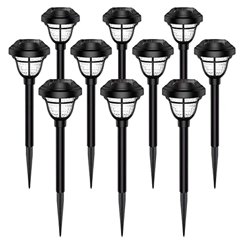 HNES Super Bright 2 in 1 Solar Lights Outdoor Waterproof, Up to 12H Dusk to Dawn Garden Lights Solar Powered Auto On/Off, 10 Pack LED Solar Pathway Lights Decorative for Yard, Landscape, Walkway