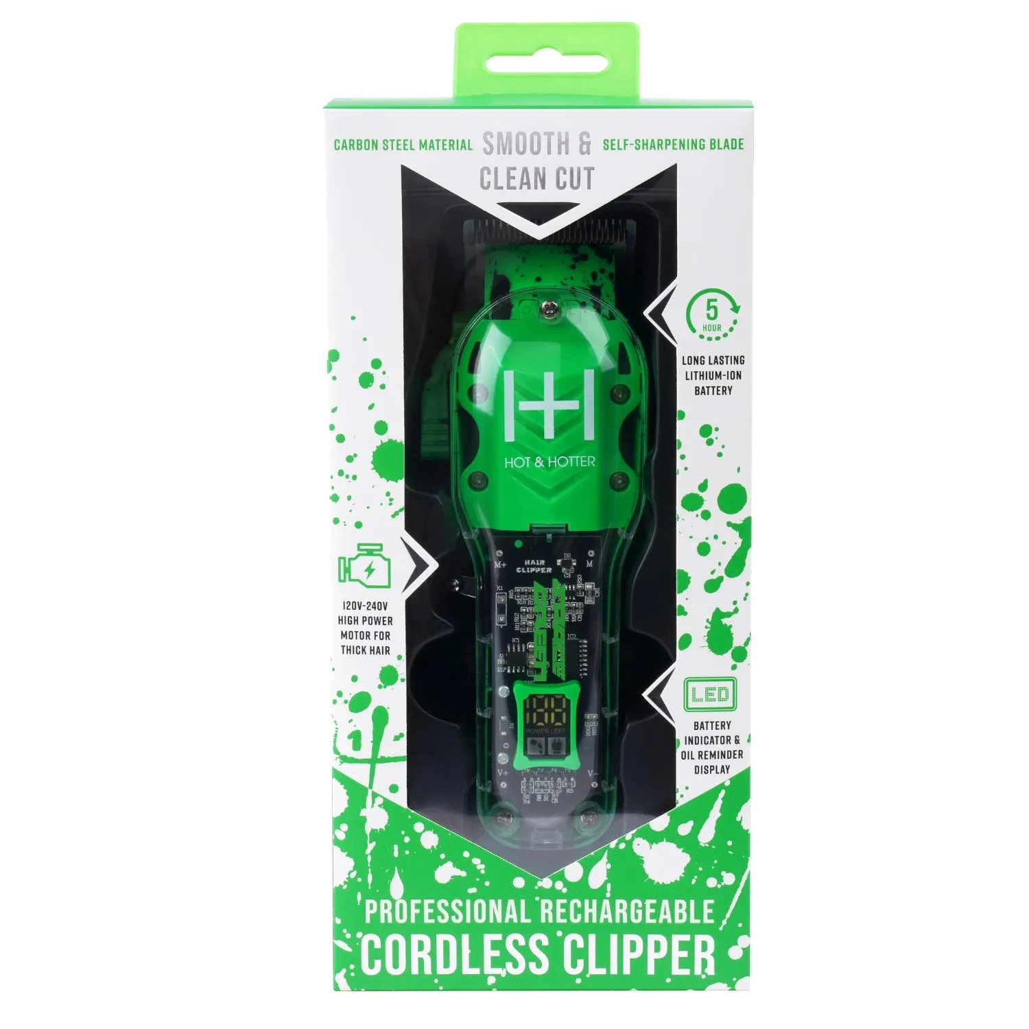 Hot & Hotter Professional Rechargeable Clippers Space Green