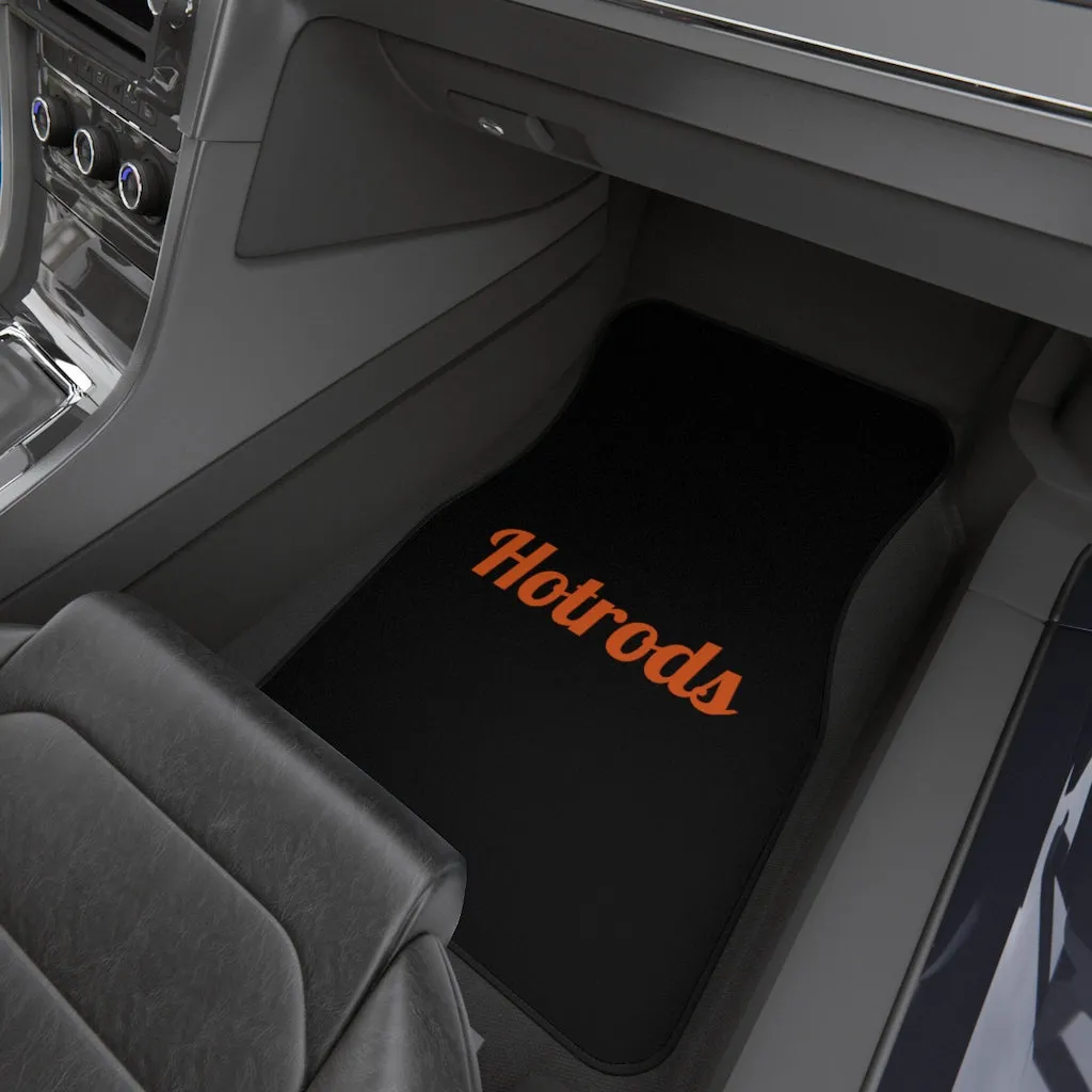 Hotrods Car Mats (Set of 4) - Black w/Orange print