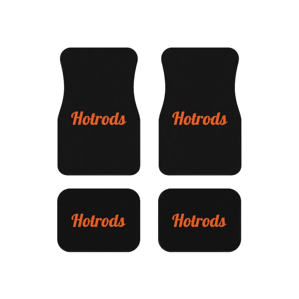 Hotrods Car Mats (Set of 4) - Black w/Orange print