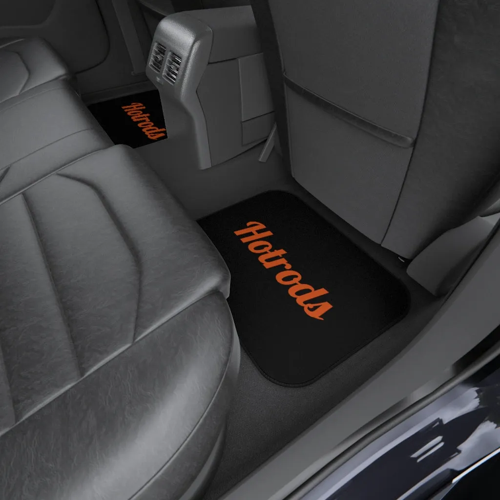 Hotrods Car Mats (Set of 4) - Black w/Orange print