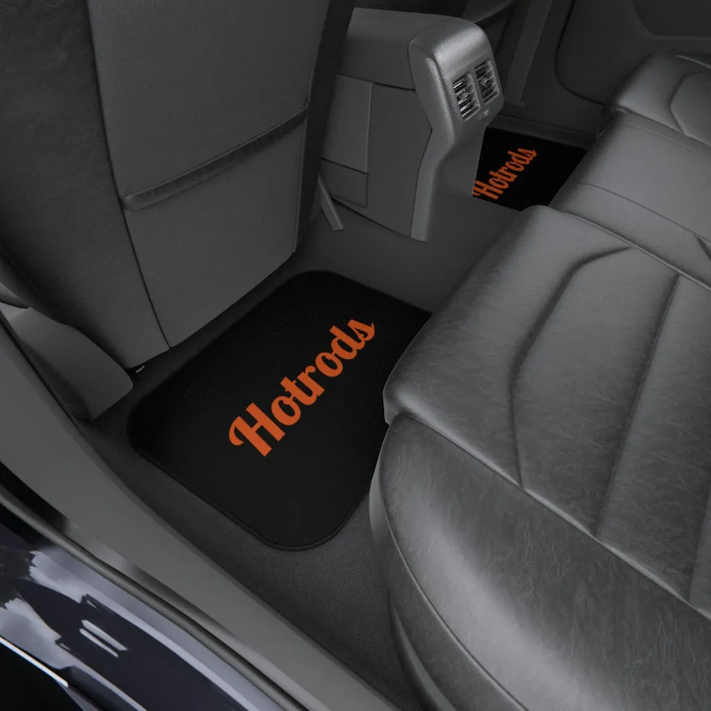 Hotrods Car Mats (Set of 4) - Black w/Orange print