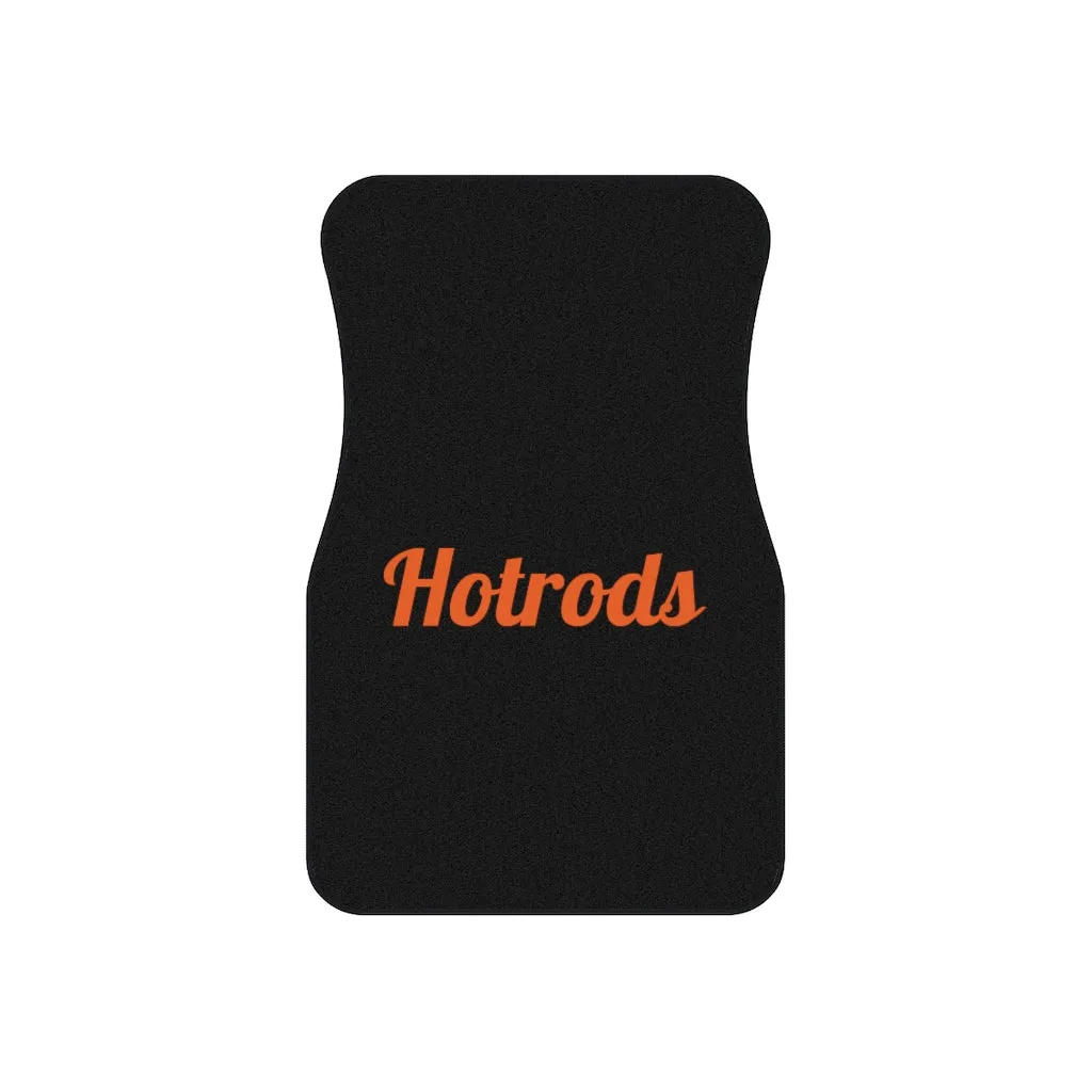 Hotrods Car Mats (Set of 4) - Black w/Orange print