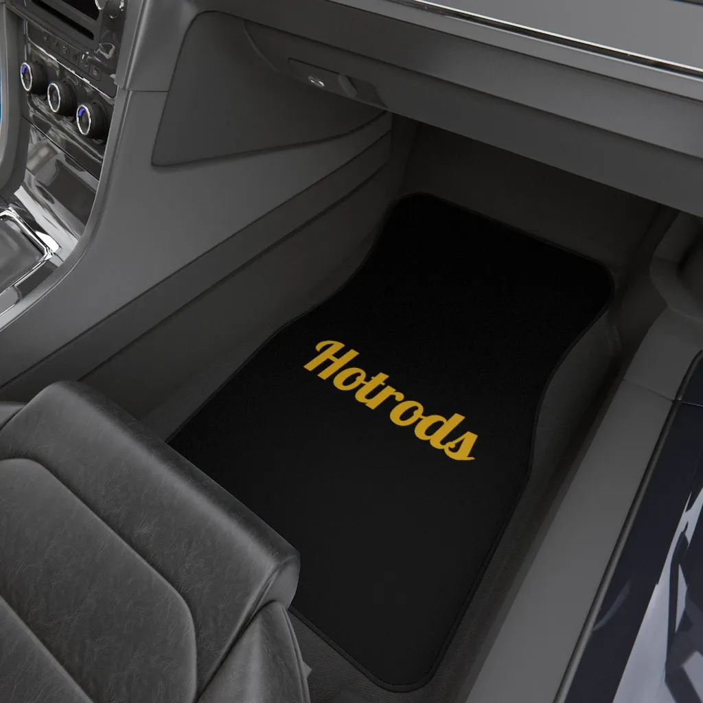 Hotrods Car Mats (Set of 4) - Black w/Yellow print