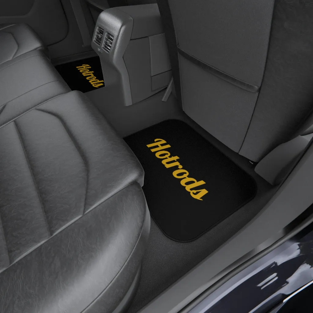 Hotrods Car Mats (Set of 4) - Black w/Yellow print