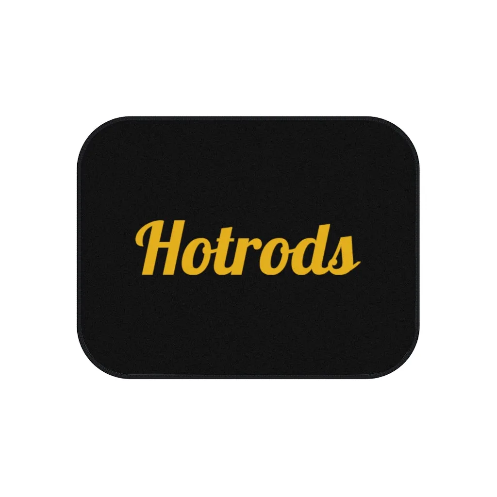 Hotrods Car Mats (Set of 4) - Black w/Yellow print