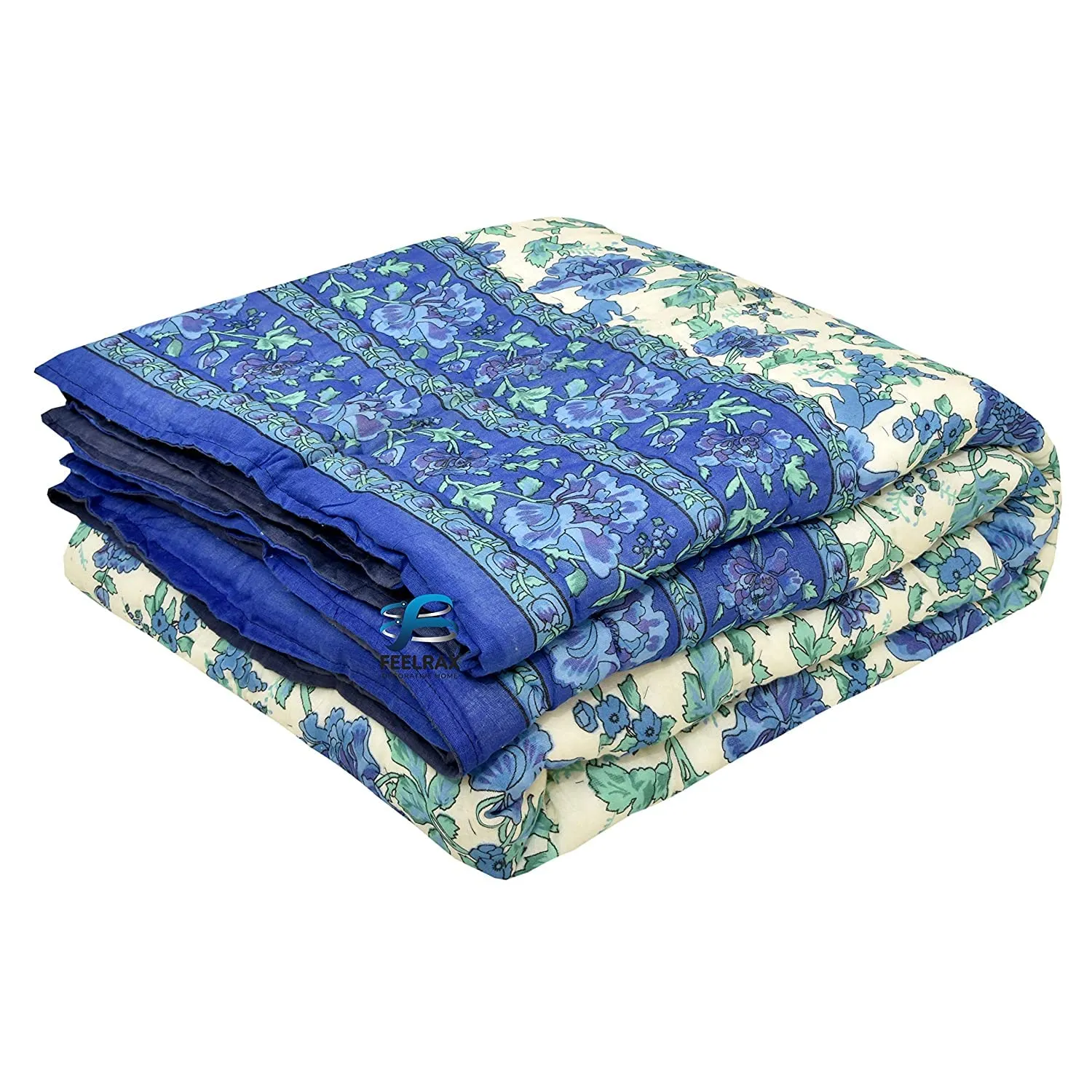 Hubistic Jaipuri Razai Traditional Pure Cotton Lightweight Winter and Summer Twin Size Rajai Ac Quilt Razai/Rajai/Quilt/Blanket/Dohar Kantha Quilt Throw Super Soft Bedroom Decor Comforter Set of 2