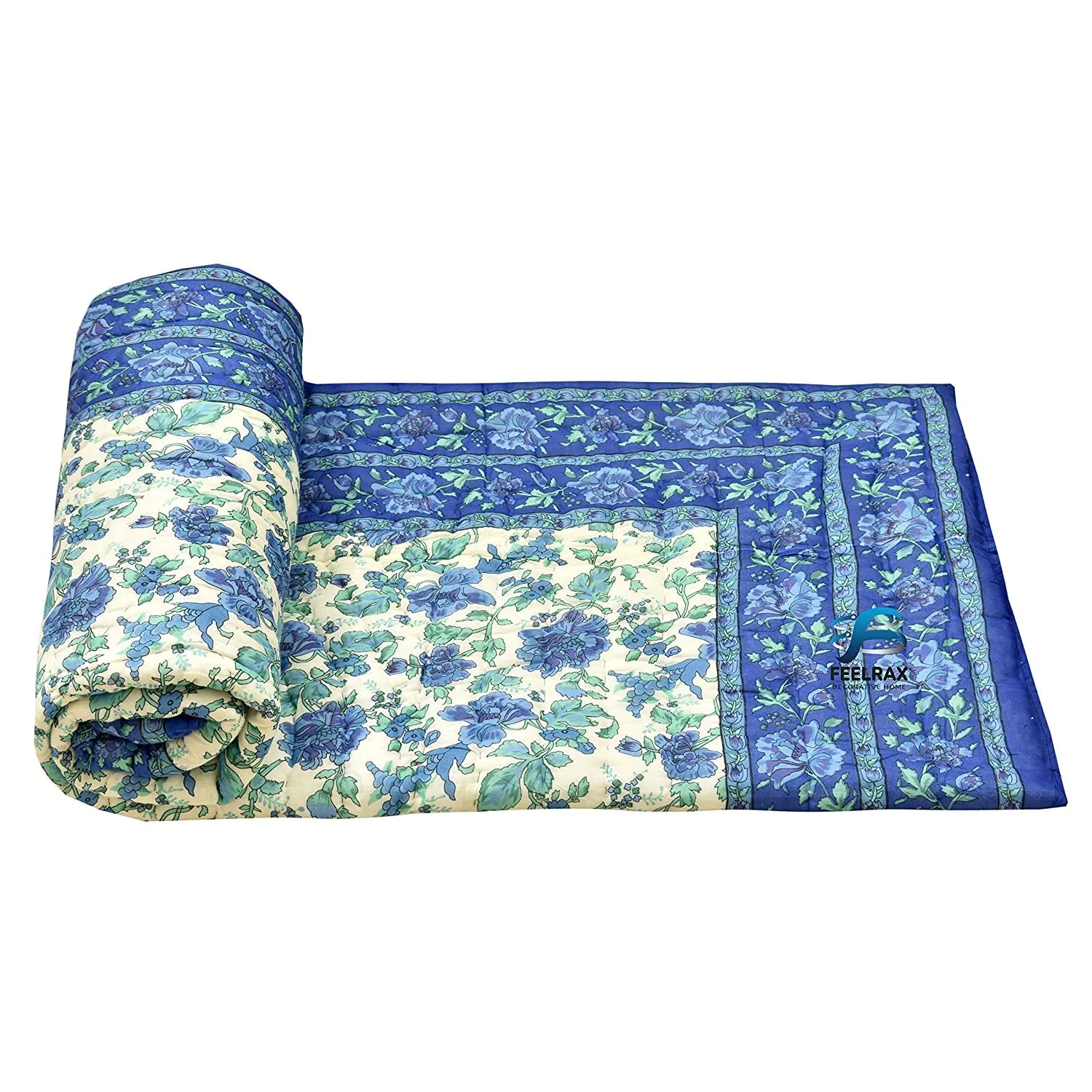 Hubistic Jaipuri Razai Traditional Pure Cotton Lightweight Winter and Summer Twin Size Rajai Ac Quilt Razai/Rajai/Quilt/Blanket/Dohar Kantha Quilt Throw Super Soft Bedroom Decor Comforter Set of 2