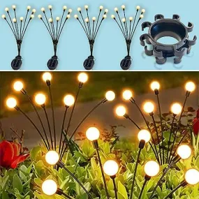 HXWEIYE 4 Pack Solar Firefly Garden Lights with Seperator, 8LED Swaying Solar Lights Warm White with 2 Lighting Modes, Sway at Breeze. Waterproof Solar Outdoor Lights for Outside,Patio,Yard,Xmas