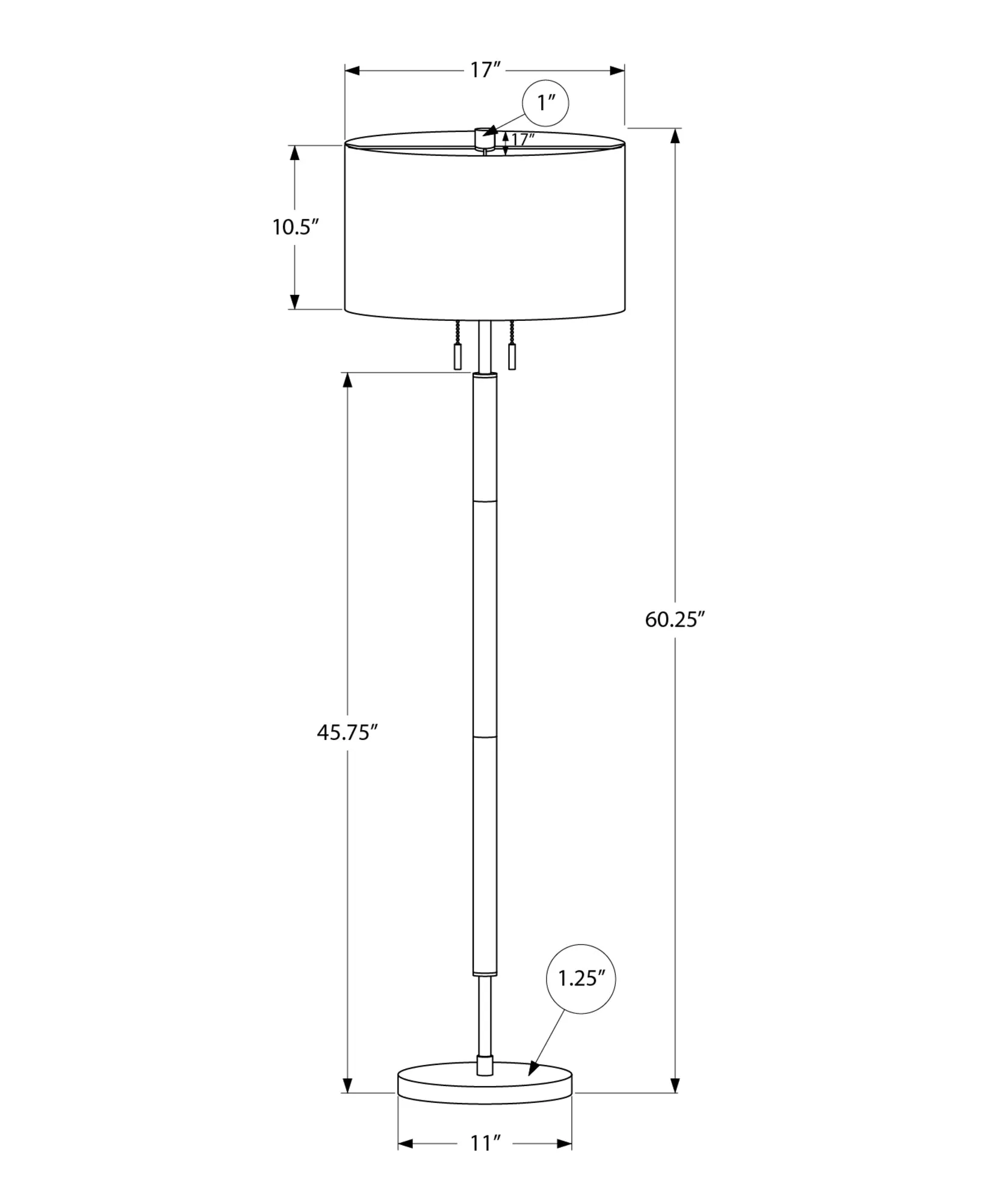 IlluminatePro 60 inch Nickel Contemporary Floor Lamp with Grey Shade