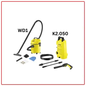 Karcher Combo Set WD1 Vacuum Cleaner c/w K2.050 Higher Pressure Washer