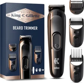 King C. Gillette Cordless Beard Trimmer Kit for Men, Electric Razor for Men with Lifetime Sharp Blades, Includes 3 Interchangeable Hair Clipper Combs