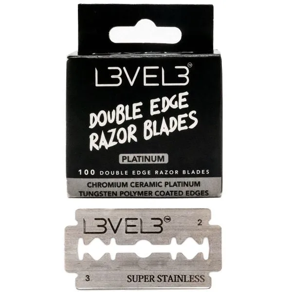 L3VEL3 Platinum Double Edge Razor Blades - 100 Blades