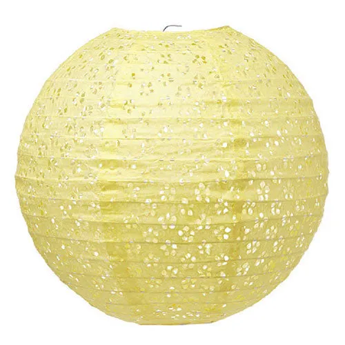 Large Eyelet Paper Lantern - Light Yellow