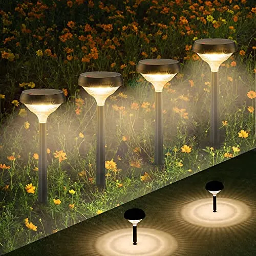 Linkind Solar Pathway Lights Outdoor 8 Pack, Solar Lights Outdoor, Warm White Solar Path Lights Waterproof, Solar Lights Landscape Lights for Patio Walkway Yard Driveway Backyard Christmas Decoration