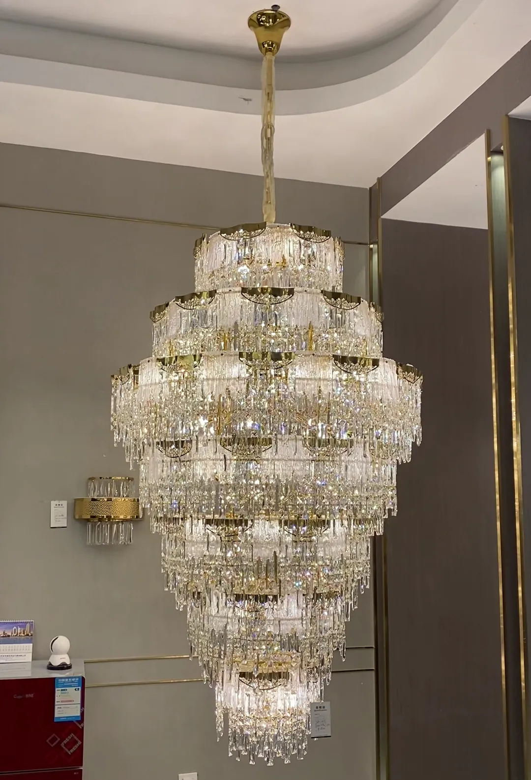 Luxury Extra Large Multi-tier Meilting Ice Crystal Chandelier for Staircase/Foyer/Entryway/Hotel