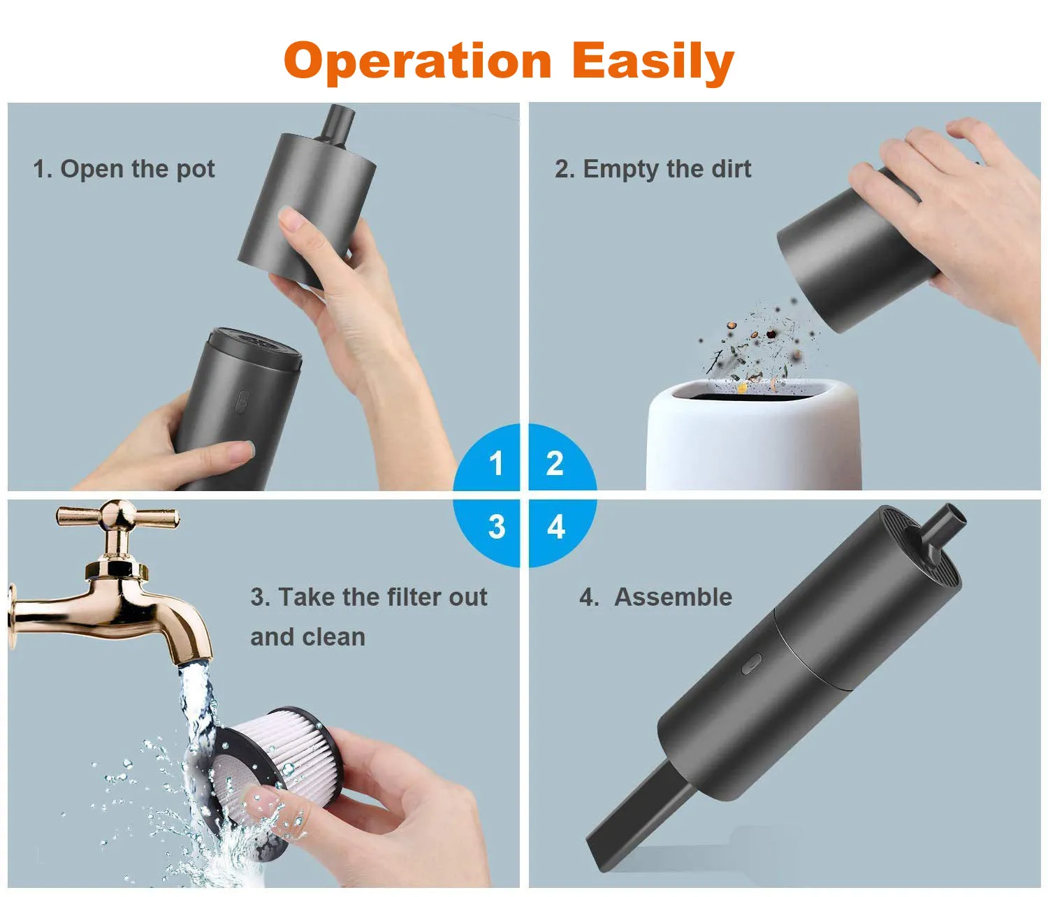 Mini Portable Cordless Vacuum Cleaner,Blower Cleaner 2-in-1 Multi-usage Cleaner - #CWASH-VC005