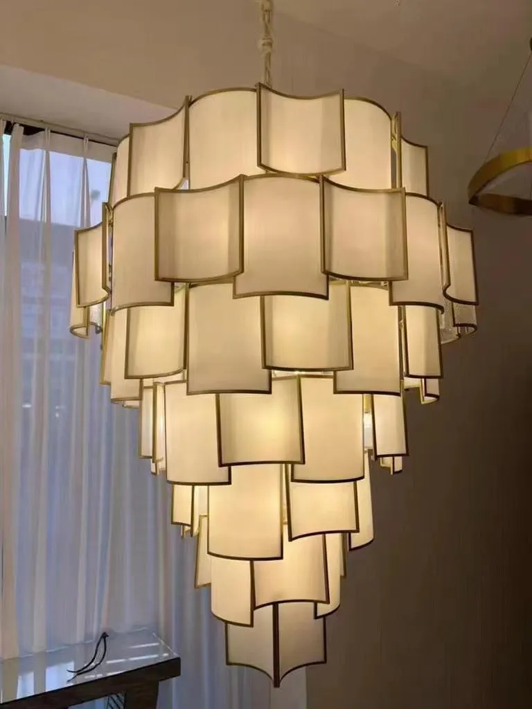 Modern Acrylic Tile Chandelier for High-ceiling