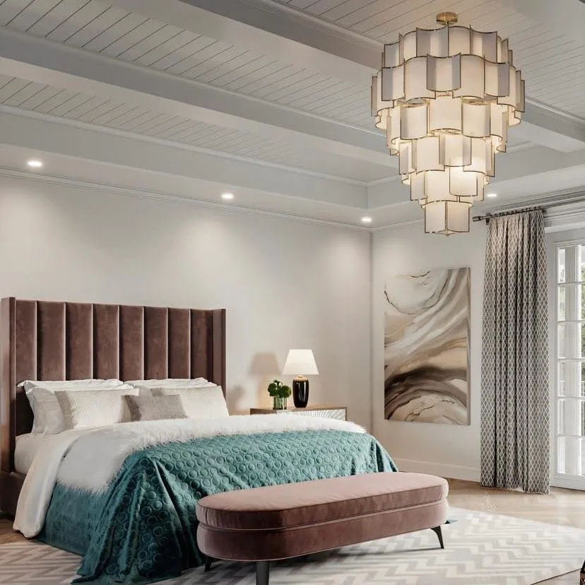 Modern Acrylic Tile Chandelier for High-ceiling