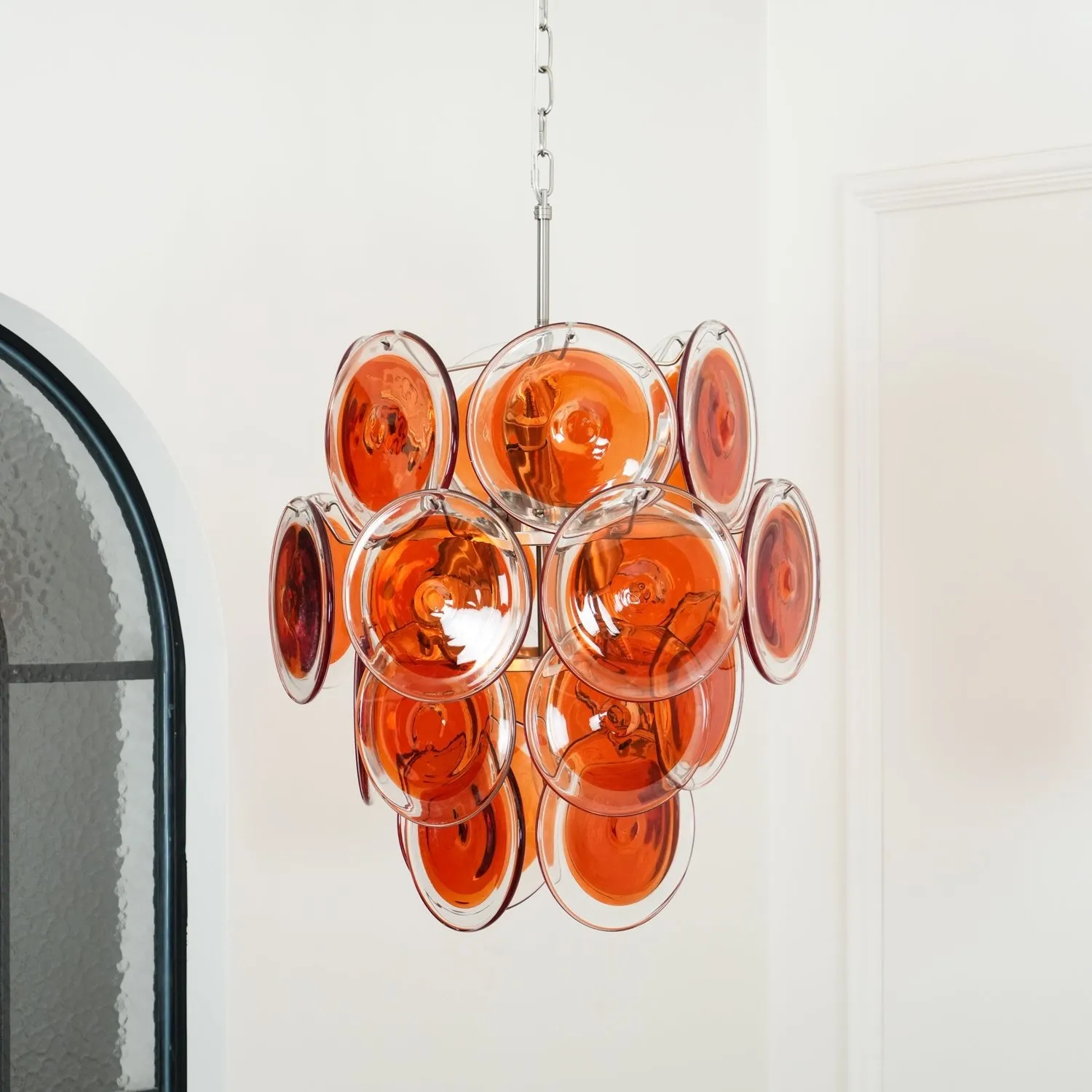 Murano Orange Disk Glass Chandelier