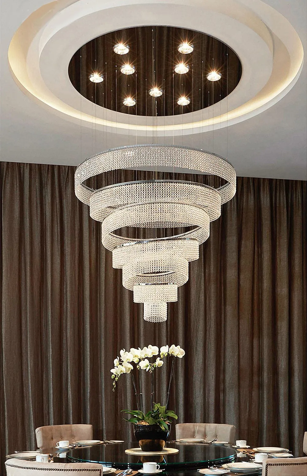 Neo-Baroque Crystal Rings Chandelier