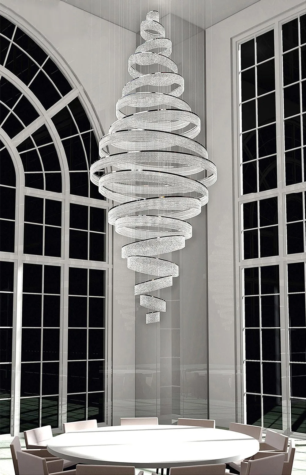 Neo-Baroque Crystal Rings Chandelier