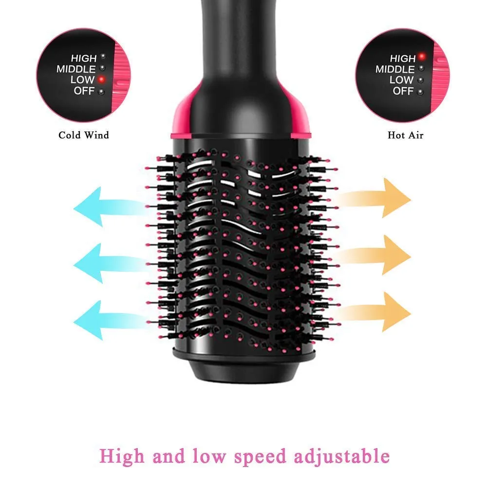 One Step Hair Dryer and Volumizer, Hot Air Brush, 3 in1 Styling Brush Styler, Negative Ion Hair Straightener Curler Brush for All Hairstyle, Black