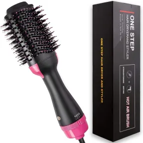 One Step Hair Dryer and Volumizer, Hot Air Brush, 3 in1 Styling Brush Styler, Negative Ion Hair Straightener Curler Brush for All Hairstyle, Black