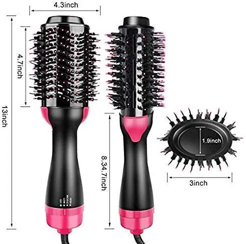 One Step Hair Dryer and Volumizer, Hot Air Brush, 3 in1 Styling Brush Styler, Negative Ion Hair Straightener Curler Brush for All Hairstyle, Black